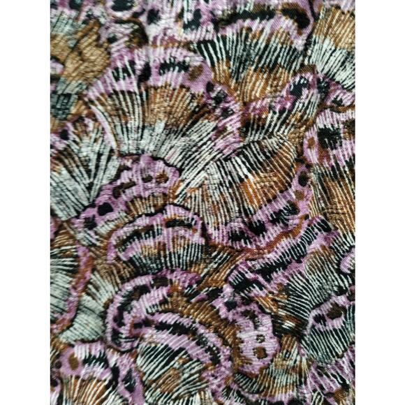 Terra & Sky Size 4X (28/30W) Purple Brown Butterfly Marks Split Neck Midi Dress - Picture 2 of 8